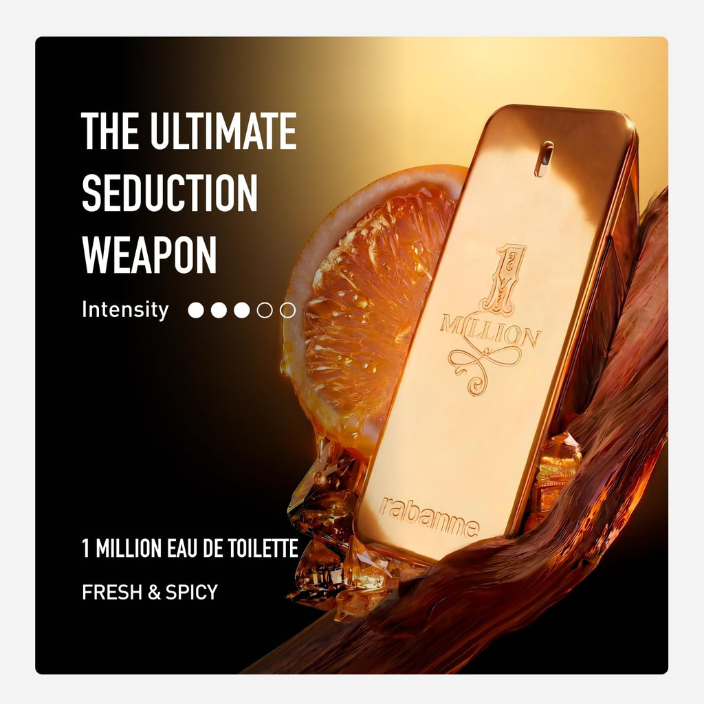 Rabanne 1 Million Lucky Gift Set for Men - Discover Long Lasting Woody Aromatic Eau de Toilette Fragrance + Shower Gel & Travel Cologne Spray - Father's Day, 3 Piece