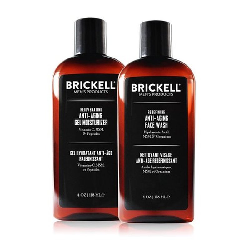 Brickell Men's Products | Anti-Aging Gel Facial Cleanser & Moisturizer Set | Perfect Men's Skin Care Gift