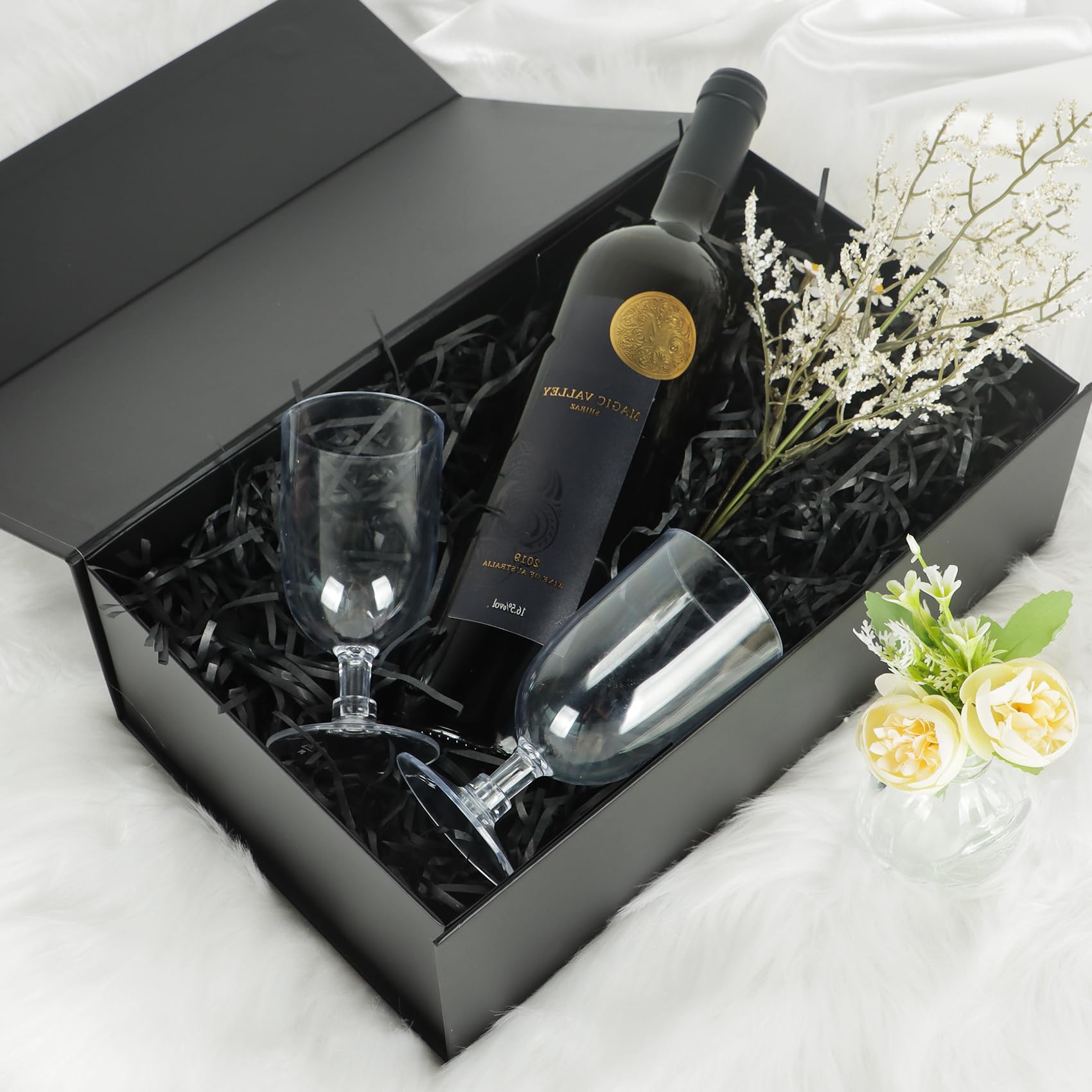 LFBOX Black Gift Box with Magnetic Lids 5 Pack