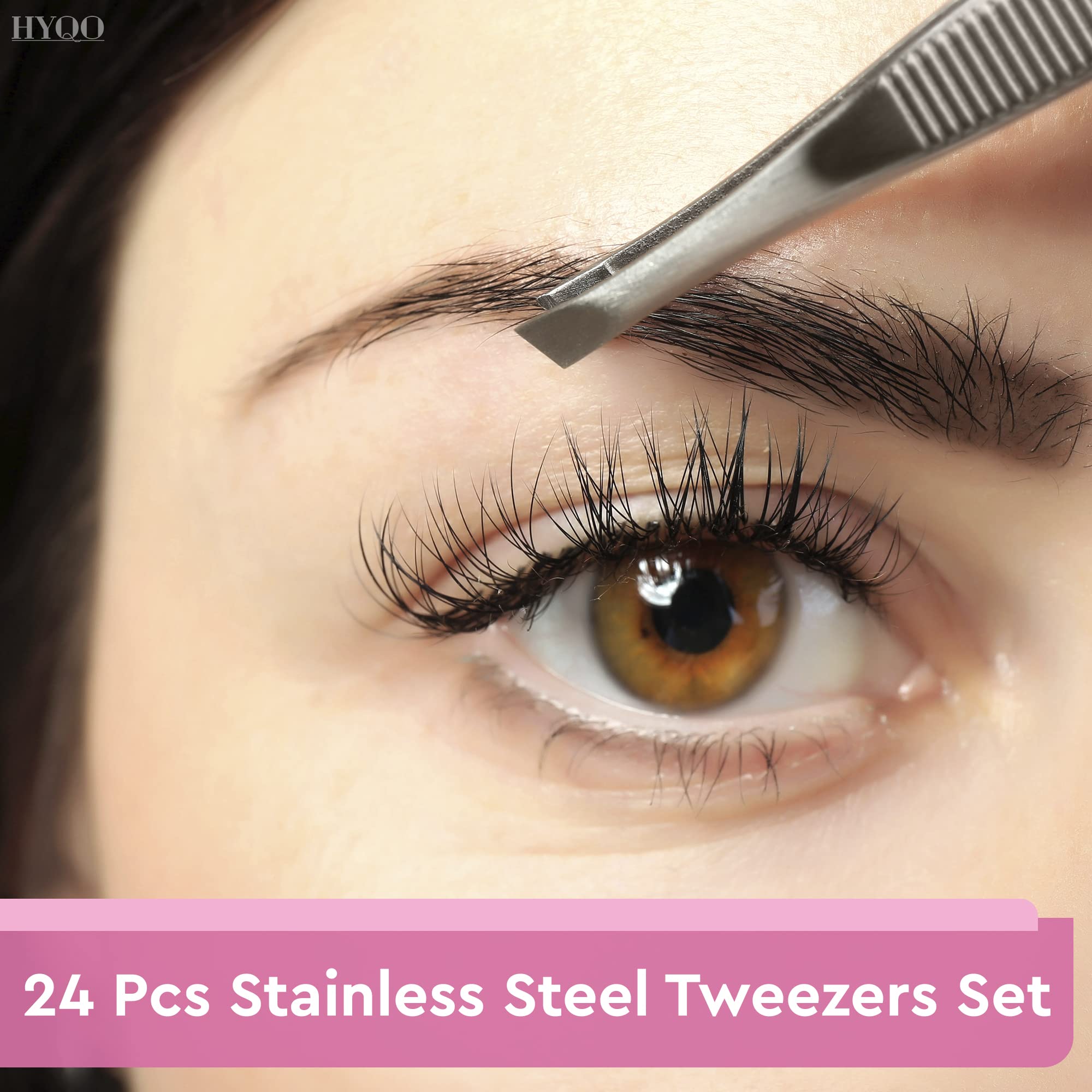 24 Pcs Bulk Tweezers, 3.5 In Stainless Steel, Slanted Tips