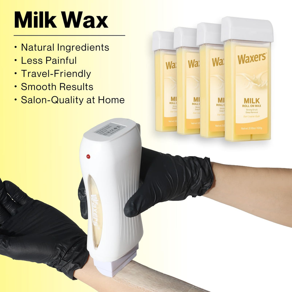 Waxers Roll on Hair Removal Wax Refill Cartridge for Women Men Milk Roller Waxing Depilatory for Legs Arms at Home 4 Pack