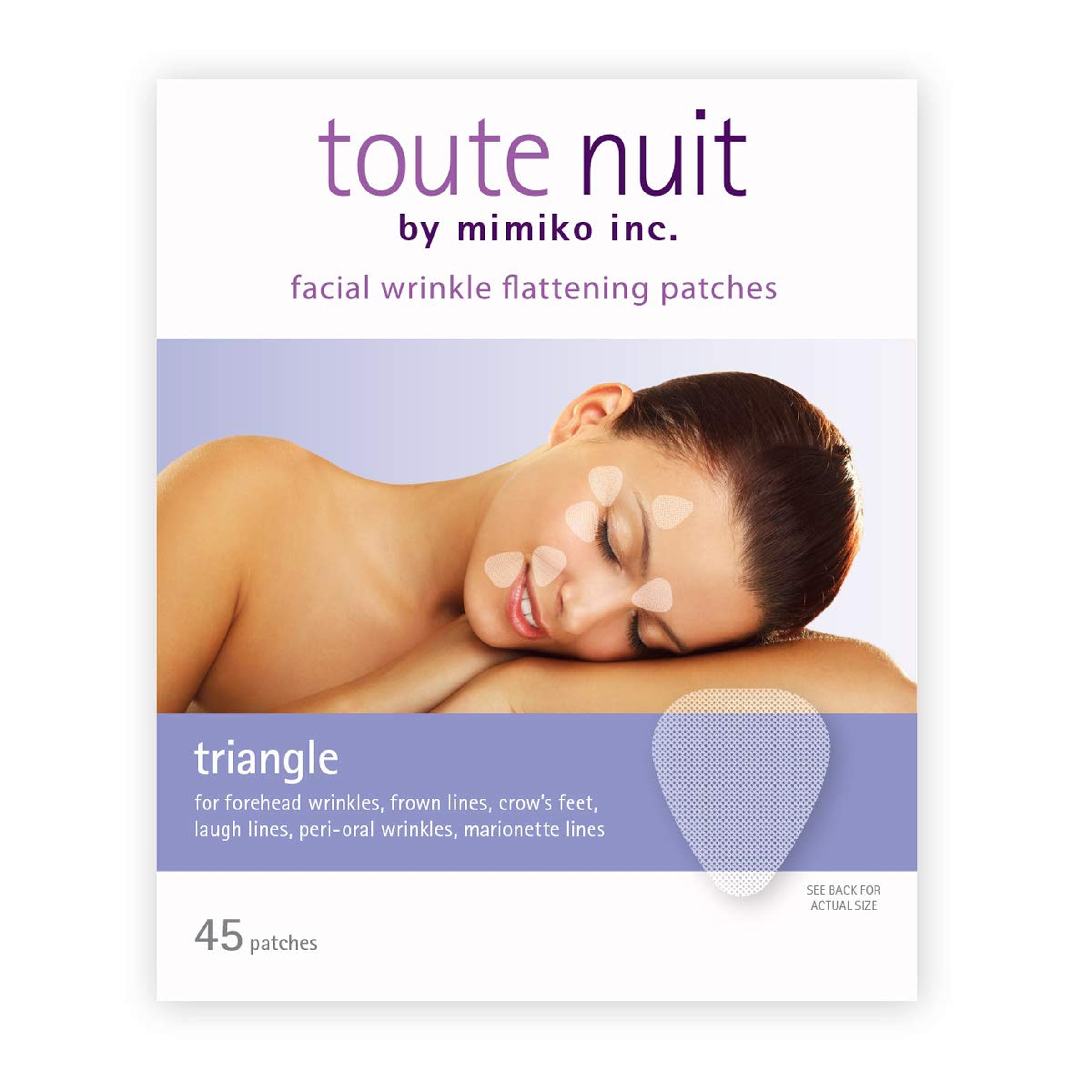 Toute Nuit Wrinkle Patches – Triangle – Face Tape for Forehead, Eyes & Lips – Hypoallergenic Anti Wrinkle Patches – 45 Count, Made in USA