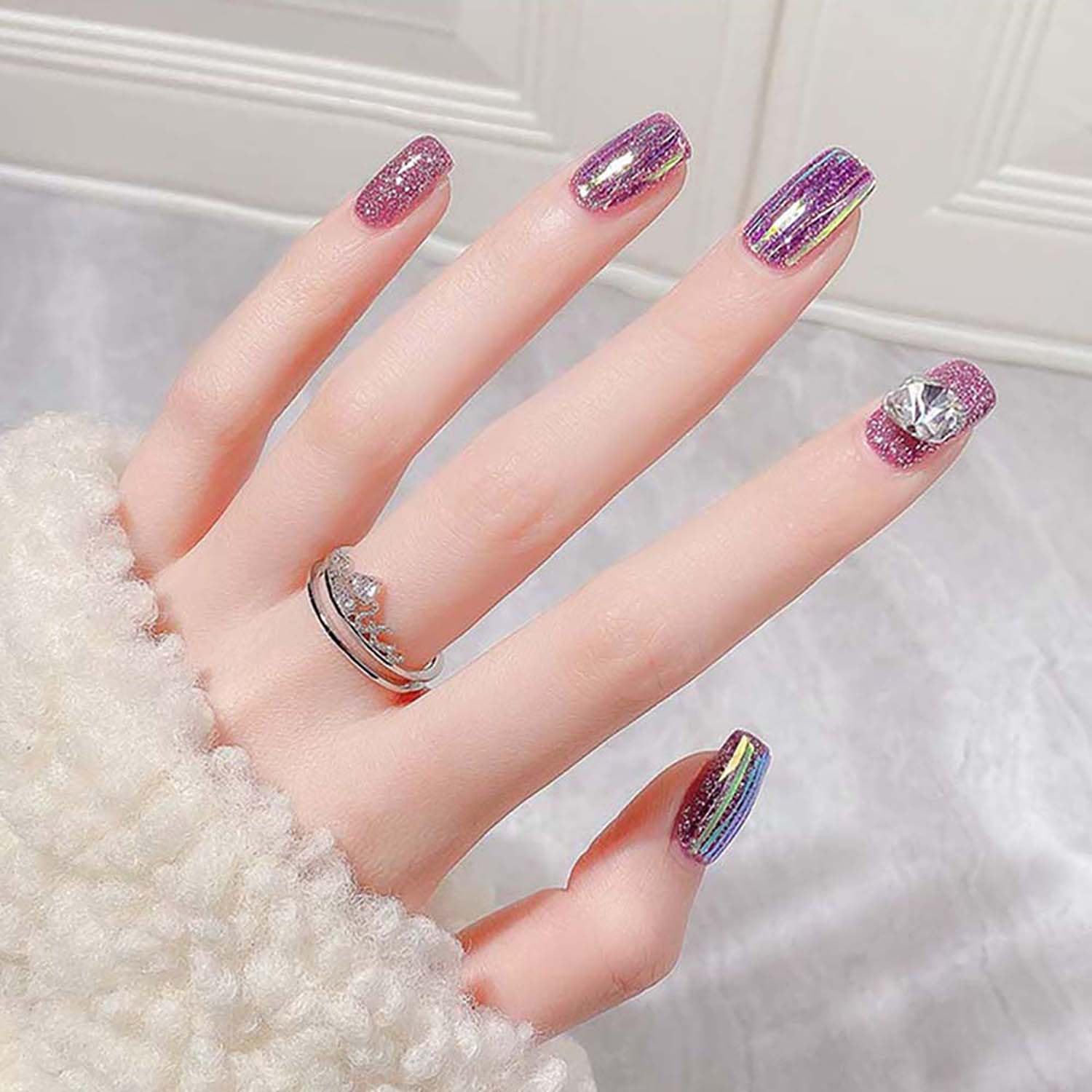XEAOHESY 20 Rolls Gradient Aurora Glass Paper Nail Art Sticker 3D Holographic Aurora Glass Reflective Mirror Shard Effect Rainbow Thin Iridescent Cellophane Films Foil Nail Wraps for Women Nail Art