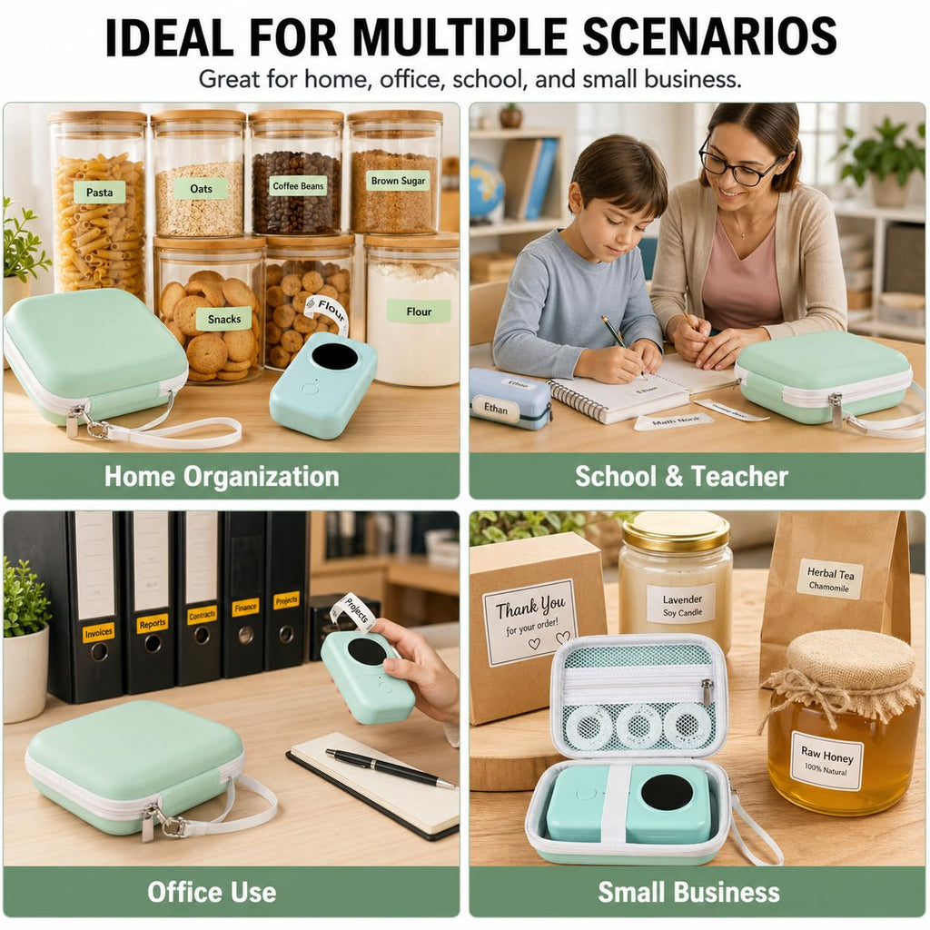 PAIYULE Case Compatible with Phomemo D30 D35 M02/ M02S/ M02 for NELKO Label Maker, for NIIMBOT for JADENS for Memoking for SUPVAN Labeler Sticker Storage Holder Tape Paper Roll (Box Only)(Green)