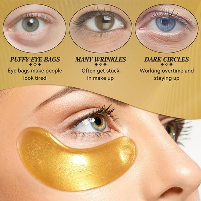 24k Gold Under Eye Patches, 60 Pcs Hydrogel Eye Mask Skincare with Collagen and Hyaluronic Acid for Puffiness, Dark Circles and Fine Lines, Cooling Under Eye Mask for Women and Men