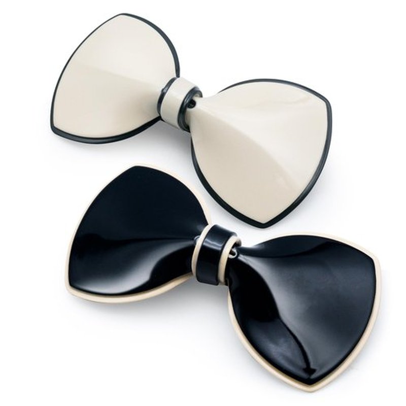 Elegant Hair Clips Resin Hair Barrettes Sparkly Black & White Minimalist Style with Metal Snap Hairpins Glitter for Women (Bow NO.3)