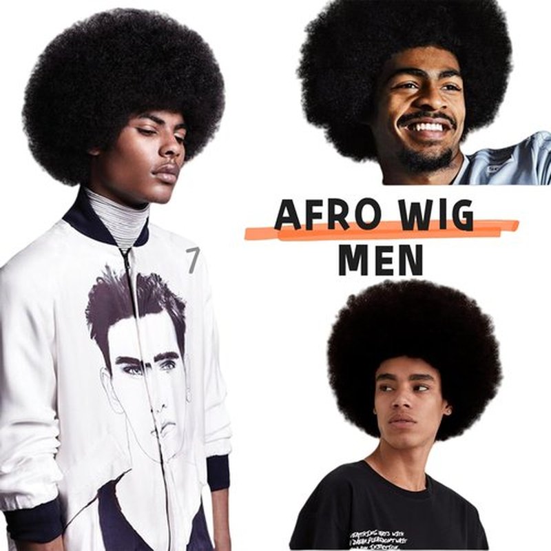 Sabosi Afro Wig for Men Short Fluffy Hair 70s Rock Disco Wigs for Male,Rocker Costume Mens Wigs Natural Looking Synthetic Hair for Halloween Party Daily Use