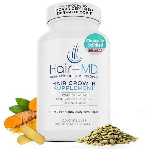 Hair Plus MD Hair Growth Supplement - Supports Density & Growth with Collagen & Vitamins | 120 Capsules