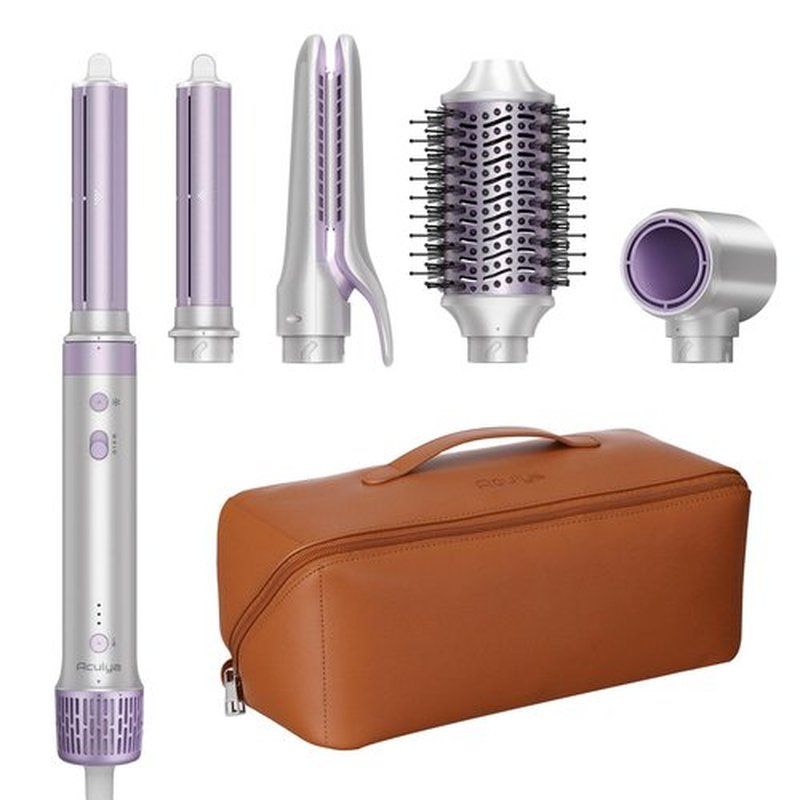 Aculya Life 5 in 1 Hot Air Styler- 110,000 RPM Ionic Straighter, High Speed Hair Dryer, Volumizer & Auto-Wrap Curlers, Frizz-Free Styling Tool, Hair Styler Gift Set with Travel Bag