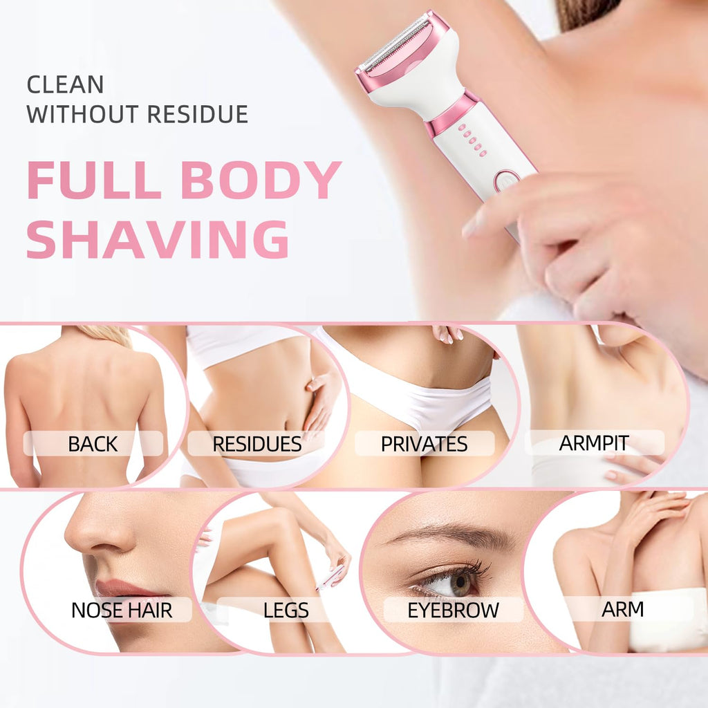 Ourcec Electric Razor Shavers for Women Wet/Dry 5 in 1 Bikini Trimmer Face Razors for Face Nose Eyebrow Arms Armpit Legs Pubic Area Painless Facial Hair Removal