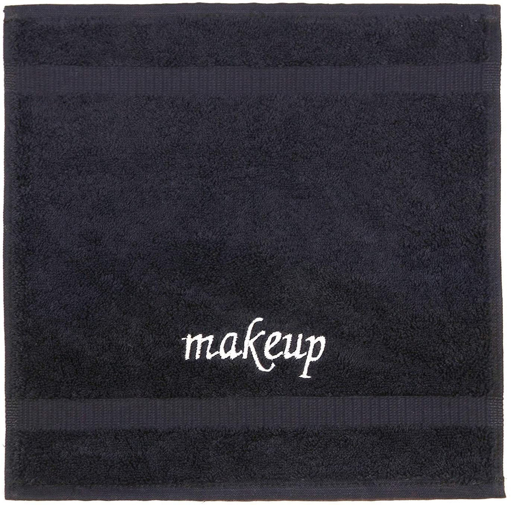 LA HAMMAM 4 Pack 13" × 13" Super Soft Turkish Cotton Make Up Removal Towels & Washcloths | Highly Absorbent Towel | Luxury Makeup Remover Reusable Face Cloths | Facial & Skin Care Wash Cloth - Black