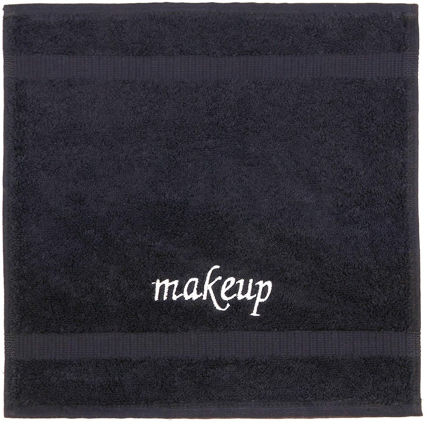 LA HAMMAM 4 Pack 13" × 13" Super Soft Turkish Cotton Make Up Removal Towels & Washcloths | Highly Absorbent Towel | Luxury Makeup Remover Reusable Face Cloths | Facial & Skin Care Wash Cloth - Black