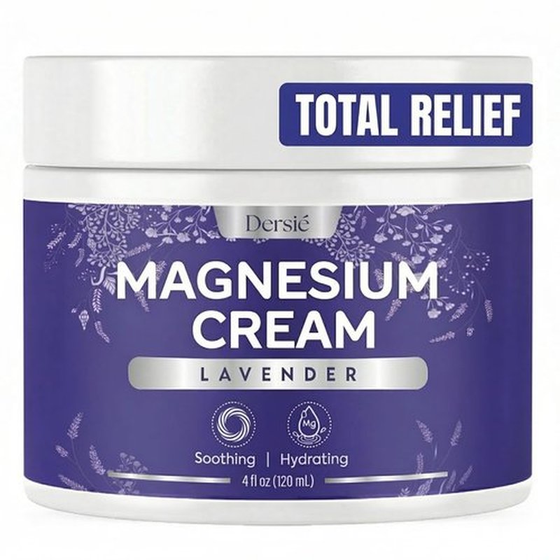 Dersie Magnesium Cream for Sleep & Leg Cramps – Total Relief Magnesium Cream with Lavender, Grape & Camellia Seed Oil – Hydrating & Soothing Body Cream for Men, Women & Kids (4 fl oz)