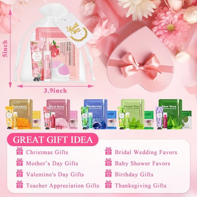 72 Pcs Bulk Gifts For Women, Bulk Facial Mask, Lip Balms, Hand Creams & Under Eye Patches, Spa Party Supplies,Party Favors For Bridal Wedding, Baby Shower,Sleepover Party, Christmas Stocking Stuffers