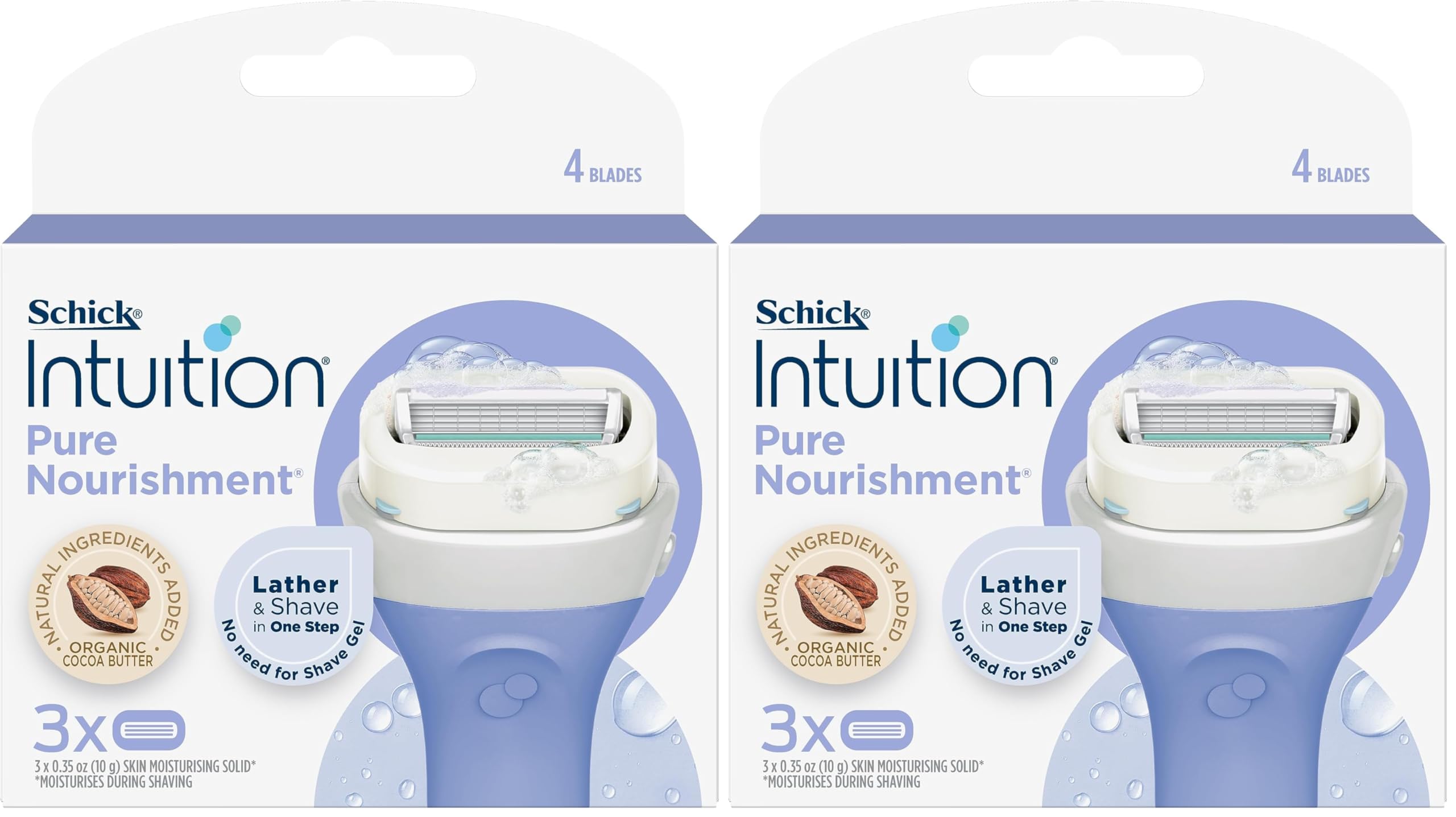 Schick Intuition Pure Nourishment Women's Razor Refills, Pack of 6