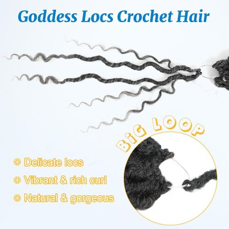 Forevery Goddess Locs Crochet Hair 12 Inch Faux Locs Crochet Hair for Black Women Pre looped Long-Lasting & Low-Maintenance 6 Packs Gray Boho Crochet Locs with Curly Ends for Full Head