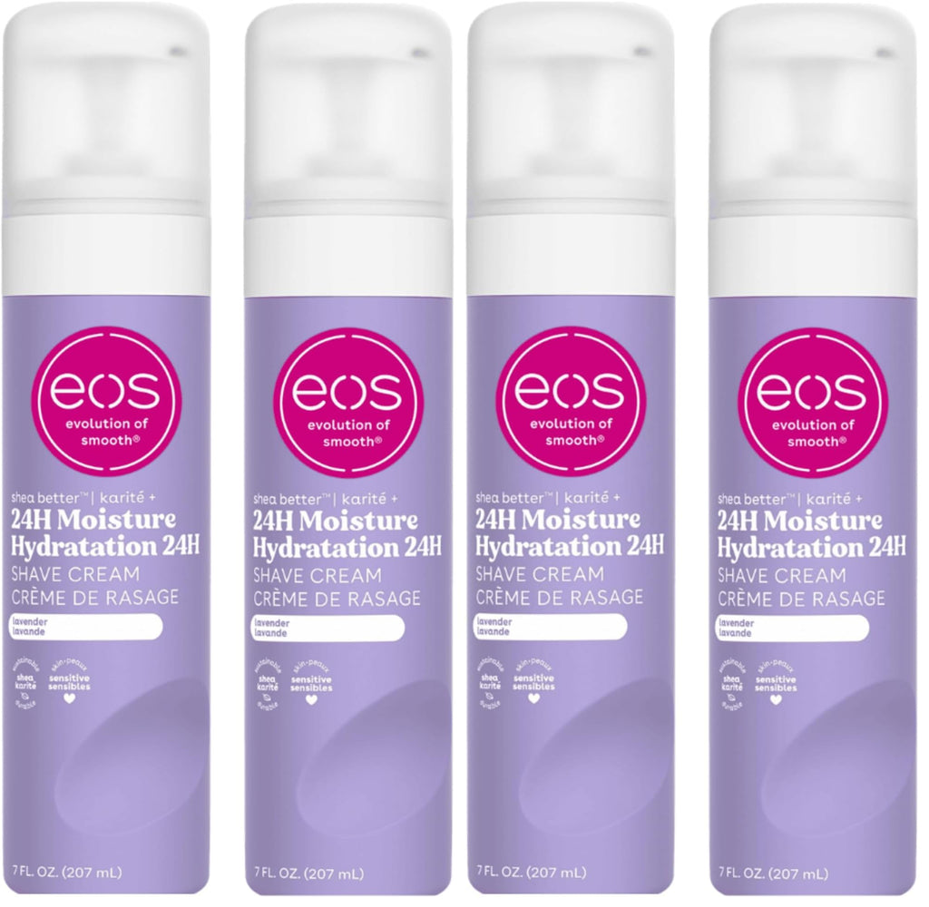 eos Shea Better Shave Cream- Lavender,Shea Butter,Aloe Vera,Moisturizing,Shaving Cream for Women,eos Shave-Cream,7 fl oz,(Pack of 4)