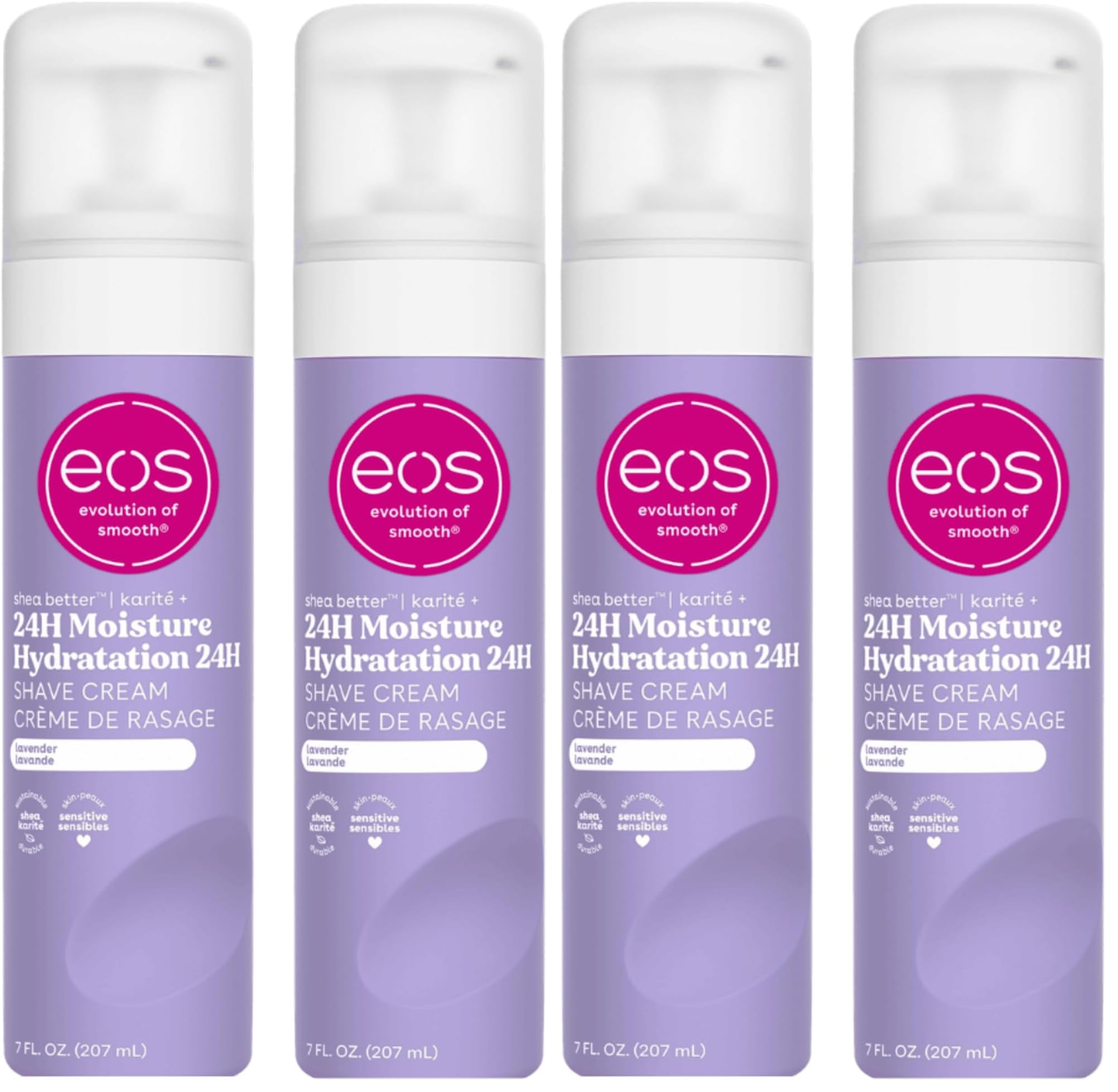 eos Shea Better Shave Cream- Lavender,Shea Butter,Aloe Vera,Moisturizing,Shaving Cream for Women,eos Shave-Cream,7 fl oz,(Pack of 4)