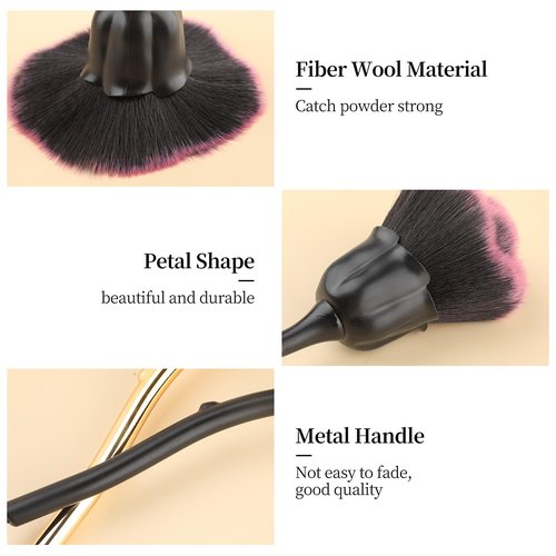 3 PCS Nail Art Dust Powder Remover Cleaner Brush, Rose Soft Brush Nail Art Manicure Dust Cleaner Brush, Acrylic Nail Art Brush for Nail Trimming Cleaning Makeup Brush Tools