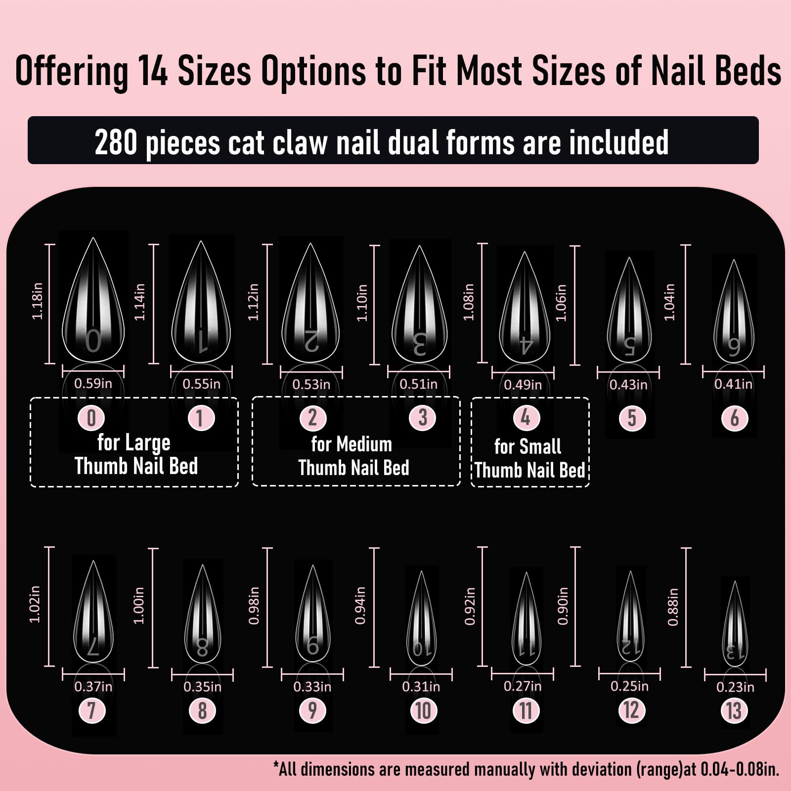 Wellquinn Short Cat Claw Curved Stiletto Nail Dual Forms for Extension, Sculptural Eagle Hawk Acrylic Nails Reusable Full Cover Mold Suitable for Polygel Solid Hard Builder Gel 280Pcs 14 Sizes Q57