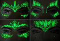 Noctilucence Face Gems Jewels, Festival Face Jewels Tattoo Stickers, Luminous Rave Crystals Face Gems Stick on, Body Gem Temporary Face Tattoos for Festival,4-Pack