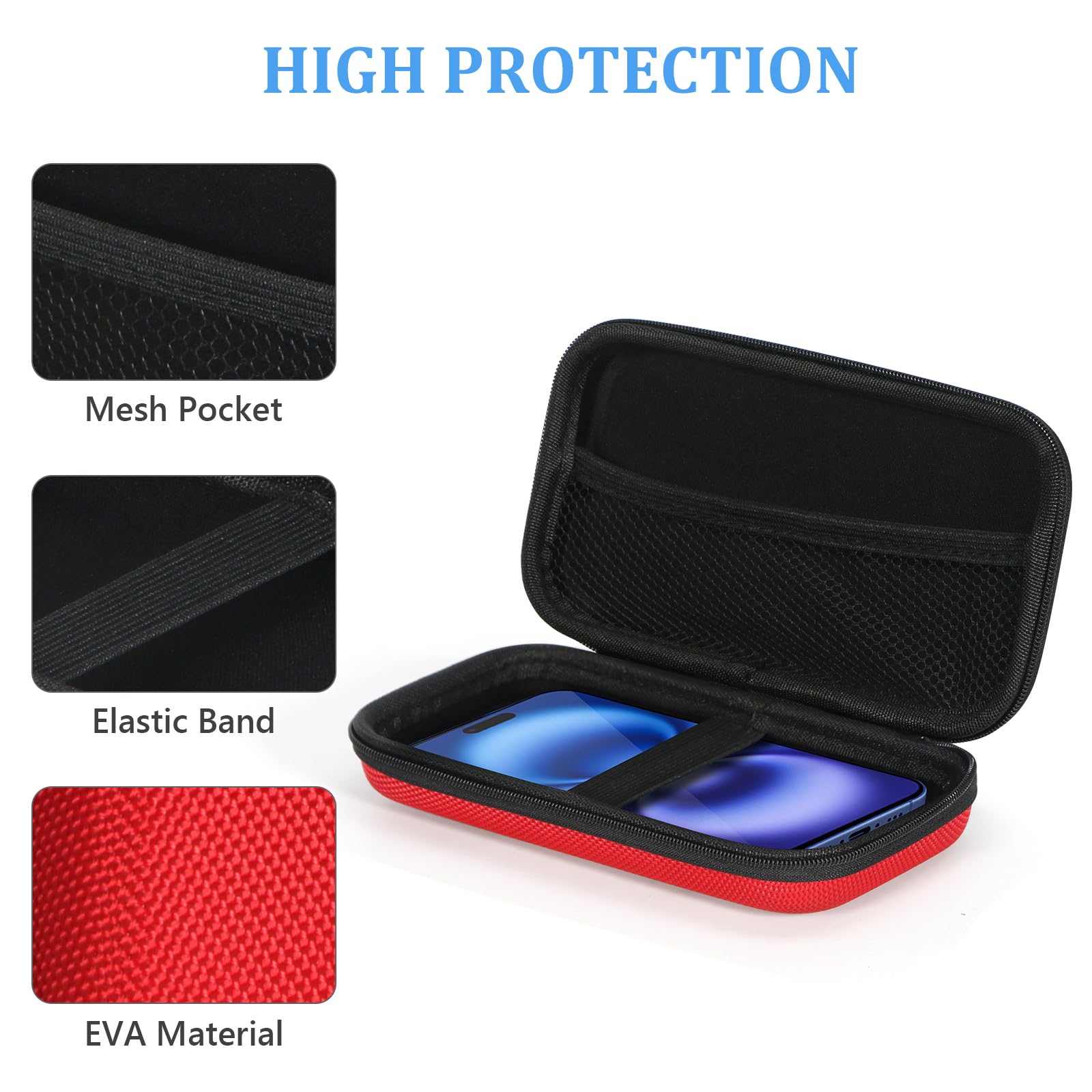 Hard Protective Travel Case, GLCON Electronic Organizer for Anker/Jackery/RAVPower Power Bank, Shockproof EVA Carrying Case for Cell Phones, Travel Gadgets for Cables, Car/GPS Accessories