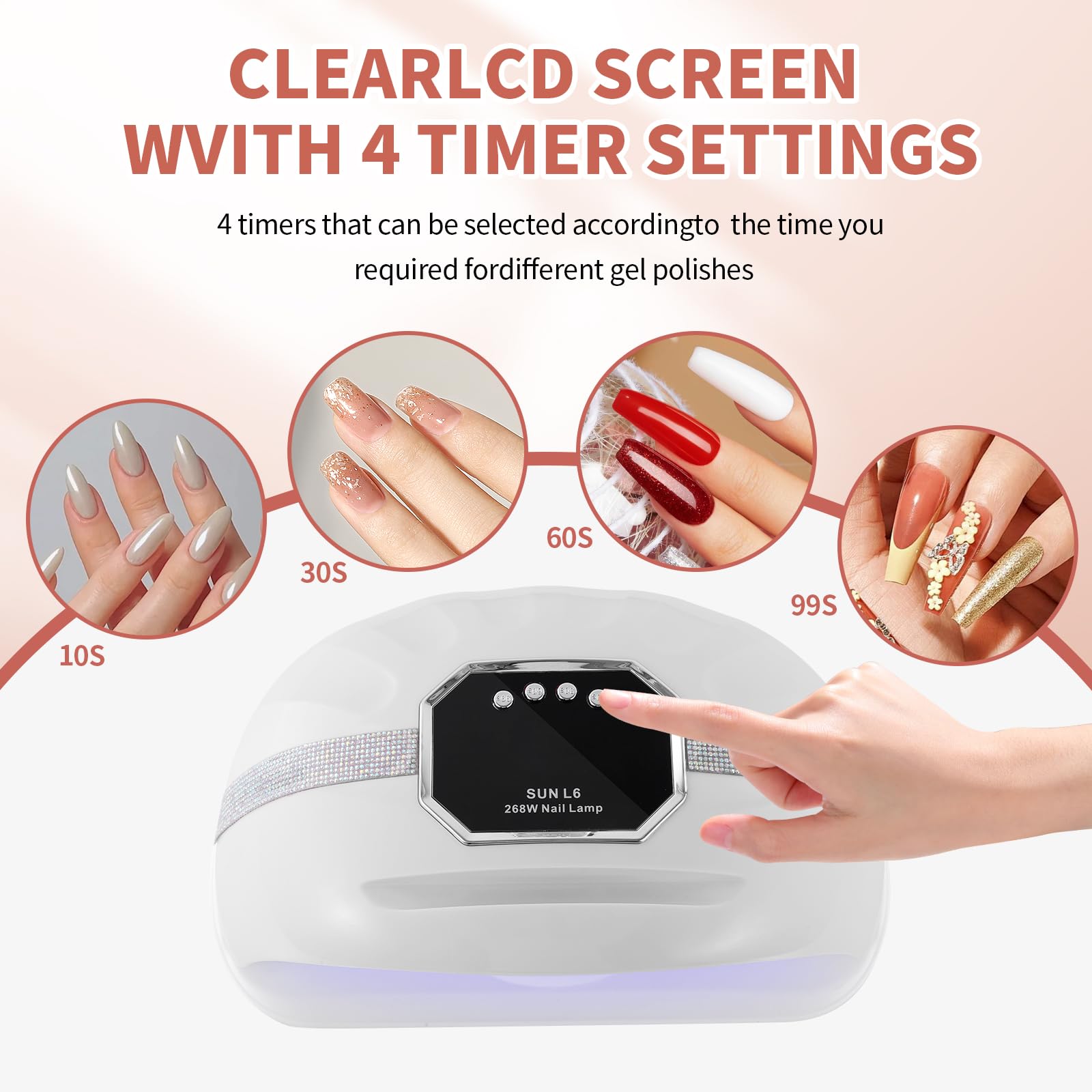 UV LED Nail Lamp for Two Hand, 268W Nail Dryer for Gel Polish, Large Space UV Light for Nails,45 LED Beads and Professional Manicure Nail Lamp with Automatic Sensor (White)