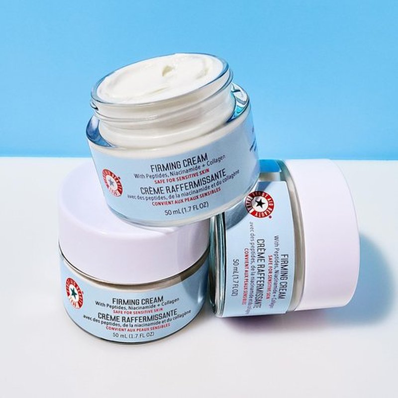 First Aid Beauty - Firming Collagen Cream with Peptides & Niacinamide, Ultra-Rich Plumping Moisturizer, Hydrates & Visibly Firms, Non-Comedogenic, Safe for Sensitive Skin, 3.5 oz