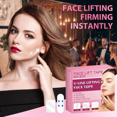ANTIVP 160PCS Face Lift Tape Invisible Face Tape Neck Lift Tape Lifting Instantly With String, Anti Wrinkle Facial Patches V-Shaped for Facial Wrinkles, for Dounle Chin Forehead Skin