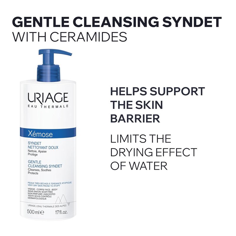 Uriage Xémose Face & Body Wash - Extra-Gentle Foaming Cleanser for Dry Skin | Fragrance-Free, Long-Lasting Comfort
