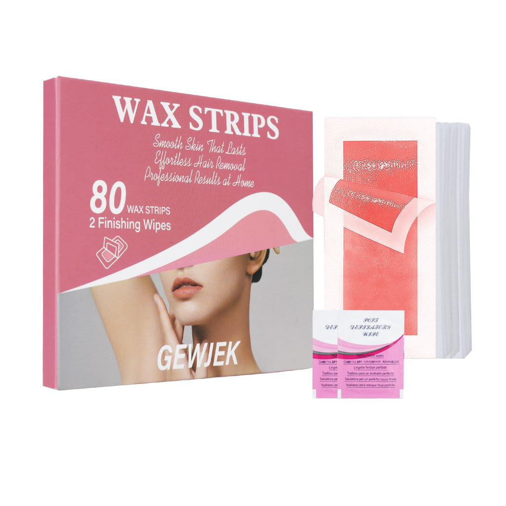 80PCS Wax Strips for Hair Removal,Waxing Kit for Women,Eyebrow Wax Strips & Facial Hair Removal,Sensitive Skin Hair Removal Friendly,Multi-Use on Face,Legs,Bikini Area,Long-Lasting Smoothness (Pink)