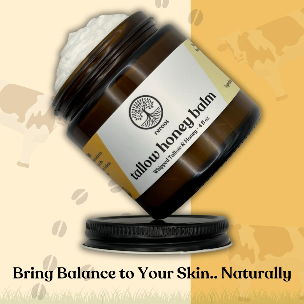 Beef Tallow Balm for Skin -2 Ingredients- Grass-Fed Grass-Finished Beef Tallow & Raw Honey for Skin - Unscented Beef Tallow Honey Balm for Face & Body - Sensitive Dry Skin Eczema Psoriasis Rosacea