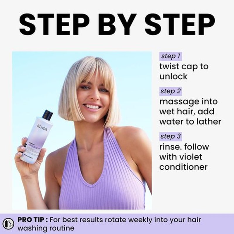 Kenra Violet Shampoo - Eliminates Brassy Tones | Moisturizes Processed Hair | Color Safe for Blonde & Gray