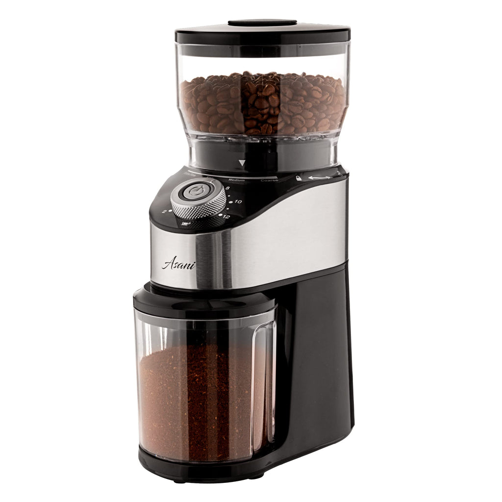 Asani Electric Coffee Grinder, Conical Burr Mill for Mess-Free Use, 35 Settings for Espresso, French Press, Pour Over & Drip Brewing