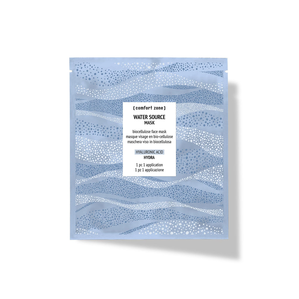 [ comfort zone ] Water Source Mask, Hydrating Hyaluronic Acid Biocellulose Sheet Mask, Brightens, NMF Complex, Aloe, Biodegradable, Clean Beauty, Vegan, Dehydrated Skin, Single Use, 1 Count