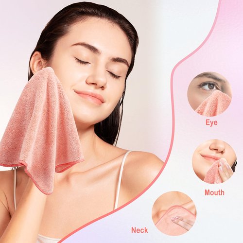 Nugilla Makeup Remover Cloth 12 x 12 Inch, Reusable Makeup Remover Towels for Washing Face, 6 Pack Washable Microfiber Face Cloth Fast Drying Washcloth, Brown/Coral/Green