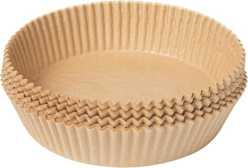 Restaurantware Air Fryer Liners - 100 No-Stick Silicone Coated, Unbleached Food-Grade Paper | 6.3 x 6.3 x 1.8 Inch