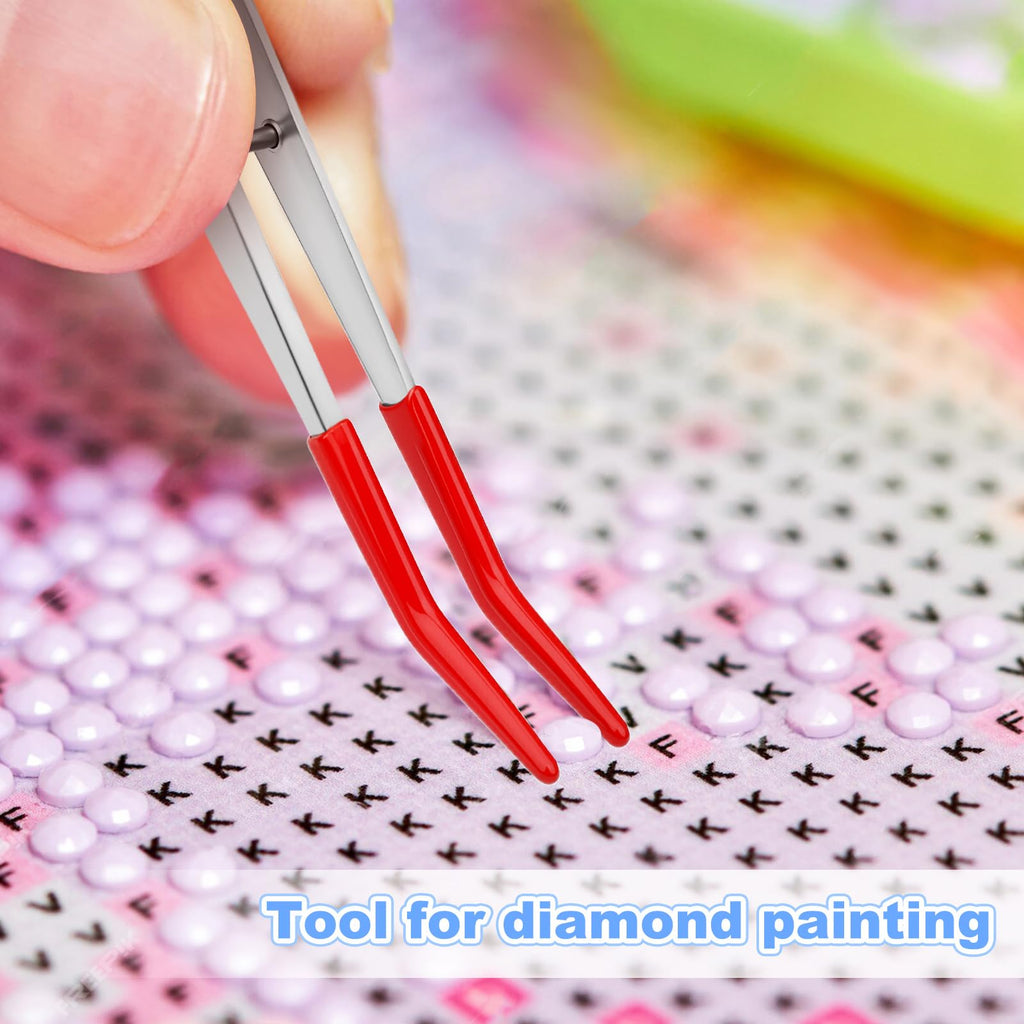 6 PCS Tweezers with Rubber Tips Set, PVC Coated Precision Tweezers, Rubber Straight Tip Tweezer Rubbers Flat Tip and Long Bent Tweezer for Craft Jewelry Beads Lab Industrial Stamps, Red