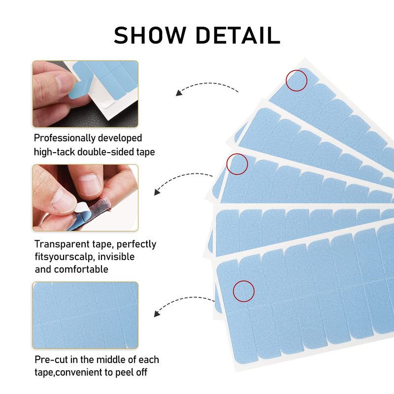 YILITE Hair Extensions Tape 180Pieces Tape Tabs Double Sided Human Hair Tape for Replacement 4 x 0.8 cm Adhesive (180Pieces Blue)
