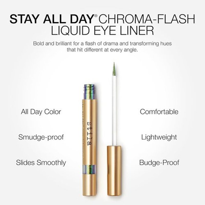 Stila Stay All Day® Chroma-Flash Liquid Eye Liner - Long-Wear Metallic Liner with Chrome Finish | Smudge-Proof & Fade-Resistant | Precision Brush Tip for Bold Color