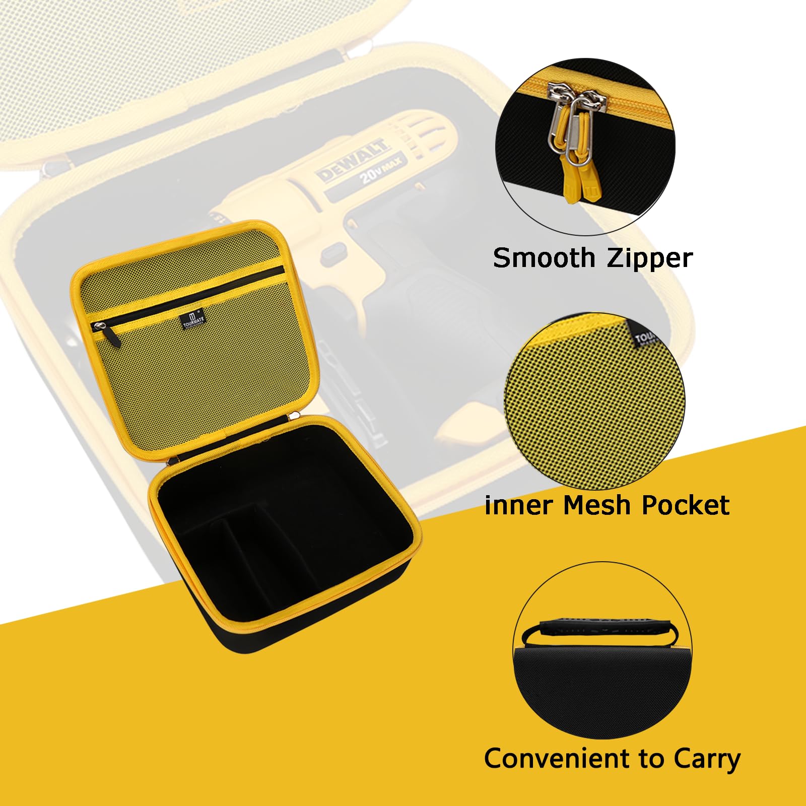 Tourmate Hard Storage Case for DEWALT 20V MAX Cordless Drill Driver,Travel Case for Cordless and Two Batteries(Case Only)