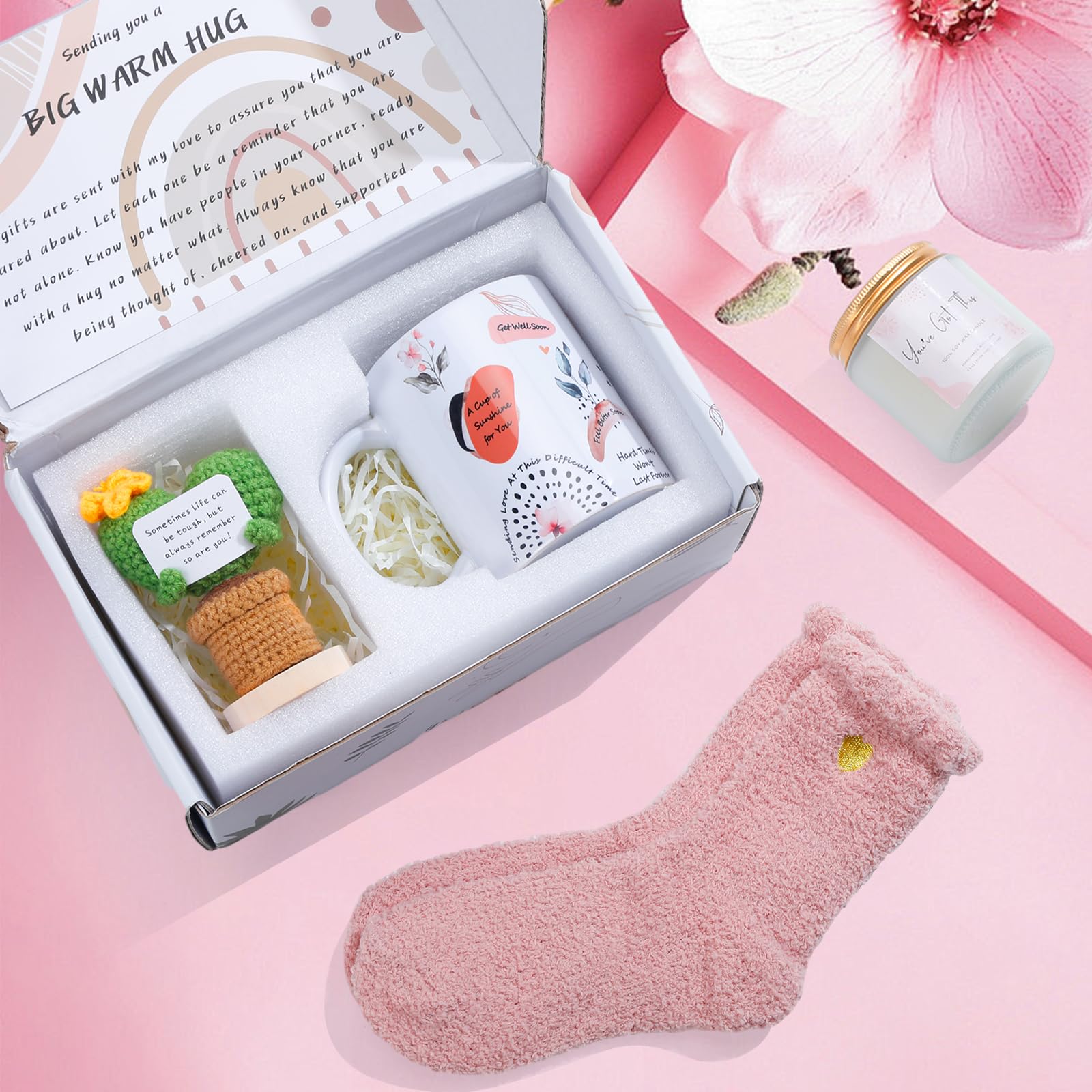 Get-Well Soon Gift Baskets for Women - Care Packge After Surgery Recovery - Self Care Gifts Thinking of You Gifts Feel Better Gift for Sick Friends