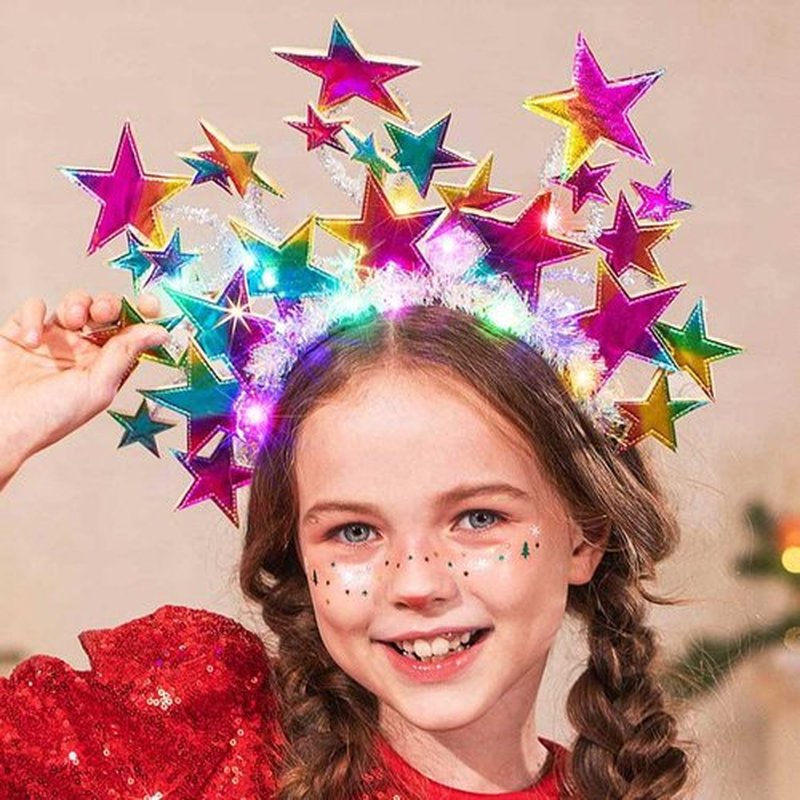 GORTIN Light up Star Headband LED Headpiece Carnival Festival Costume Hair Accessories for Women (Colorful)