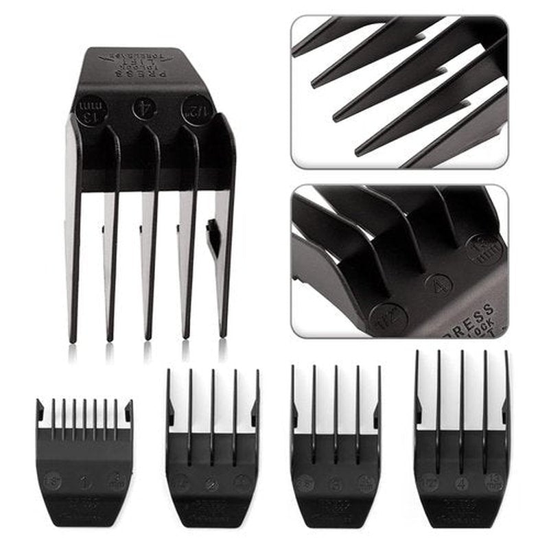 Skiennix Professional Peanut Clipper Guards - 4-Piece Trimmer Cutting Guides Set | Compatible with Wahl Peanut Blade, Black