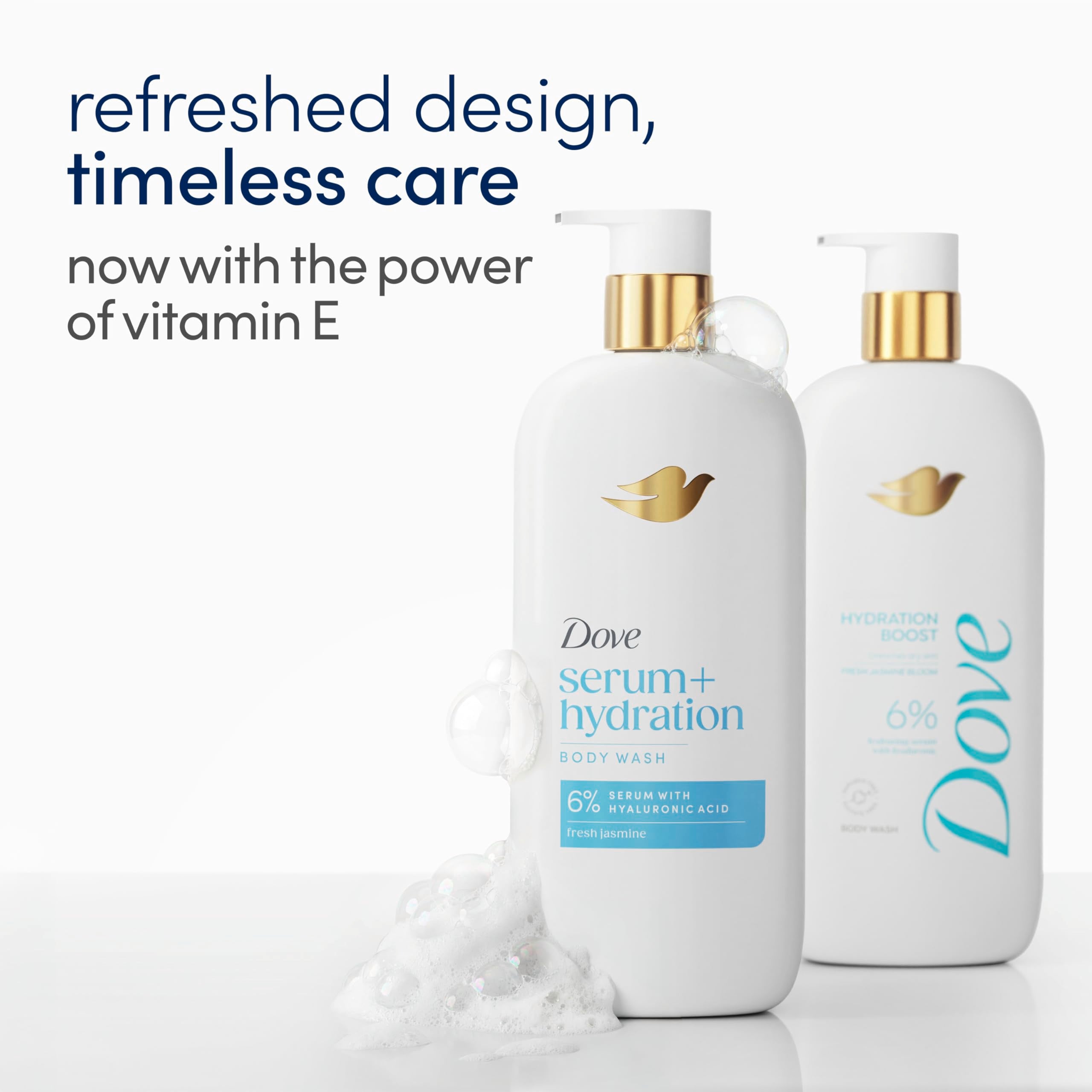 Dove Body Wash Hydration Boost Actively drenches dry skin 6% hydration serum with hyaluronic 18.5 oz