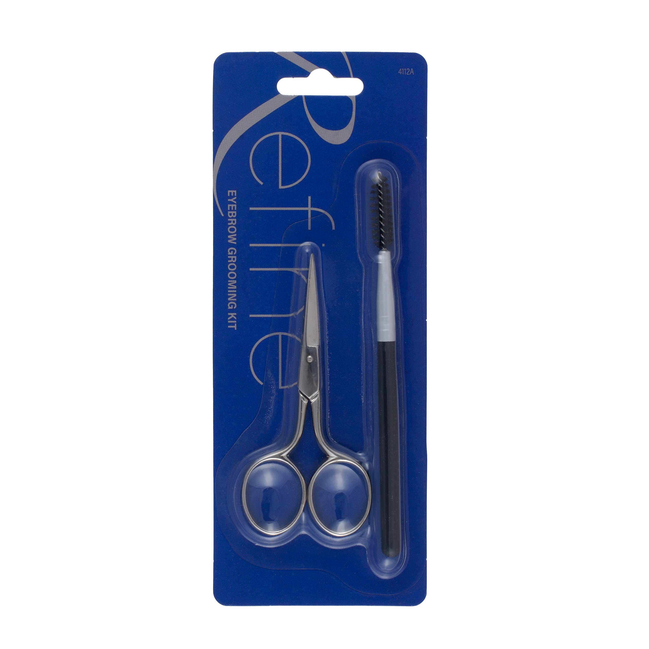 REFINE - Italy Eyebrow Scissors with Wooden Handle Spoolie Grooming Kit