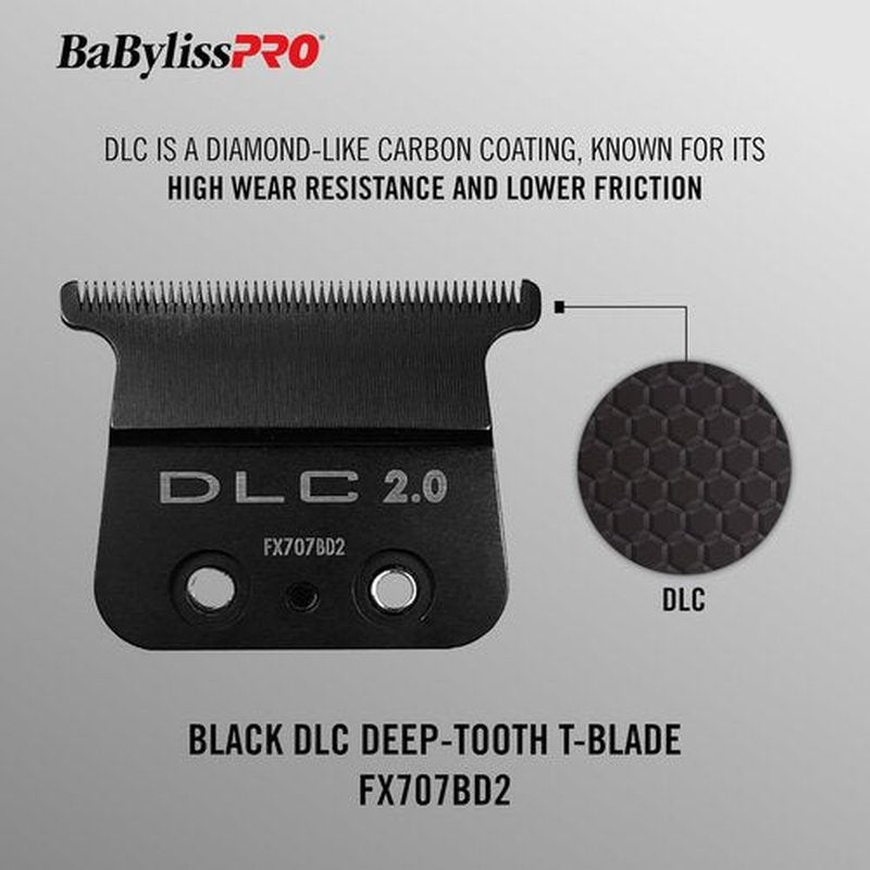 BaBylissPRO Barberology Deep Tooth DLC 2 Replacement Blade - Black | Perfect for Outlining Hair Trimmers