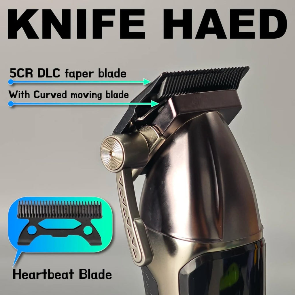 WMARK Hair Clippers for Men Professional Barber Clippers for Hair Cutting Cordless Clippers 5CR DLC Curved Ceramic Fade Blades, 2 Speed 8000/9000RPM, LED Digital Display, USB-C Rechargeable NG-8008