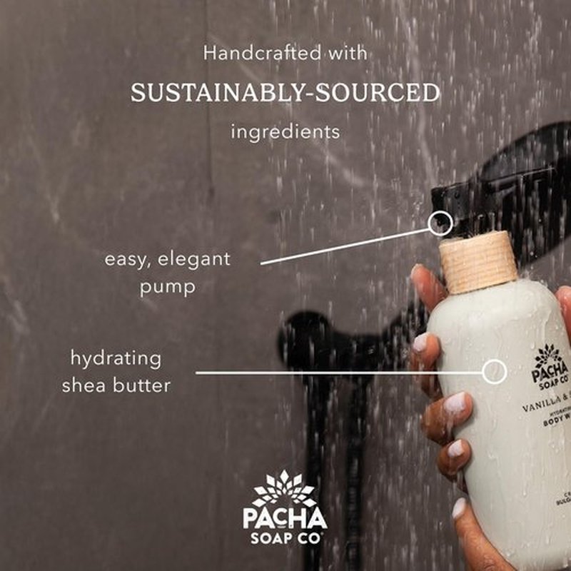 Pacha Soap Co. Body Wash - Santal & Amber Scent, Hydrating & Moisturizing Formula with Clean Ingredients and Essential Oils, Paraben-Free, Dye-Free, Made in the USA, 2-Pack (16 fl oz Each)