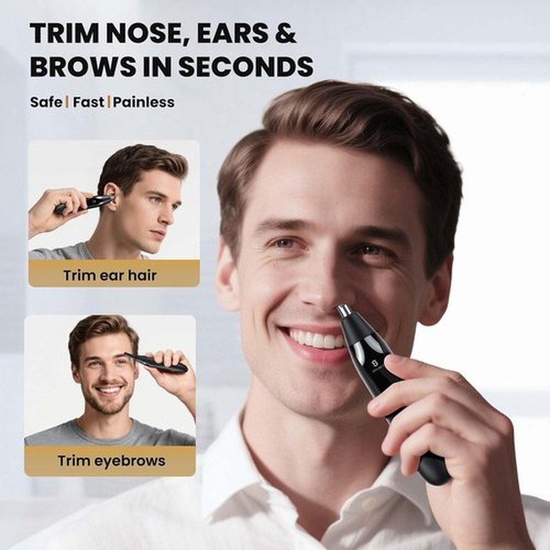Skiennix Ear and Nose Hair Trimmer - Professional Painless USB Rechargeable with Dual Edge Blades | Waterproof Design